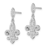 Brilliant Embers Sterling Silver Rhodium-plated 940 Stone Micro Pav‚ CZ Fleur De Lis Post Dangle Earrings