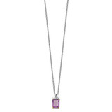 Brilliant Gemstones Sterling Silver with 14K Accent Rhodium-plated Amethyst and Diamond 18 Inch Necklace with 2 Inch Extender - QG-9F1ABC45-5362