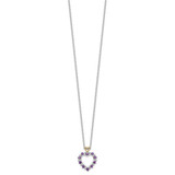 Brilliant Gemstones Sterling Silver with 14K Accent Rhodium-plated Amethyst and Diamond 18 Inch Necklace with 2 Inch Extender - QG-B6F189D9-6105