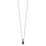 Brilliant Gemstones Sterling Silver with 14K Accent Rhodium-plated Garnet 18 Inch Necklace with 2 Inch Extender