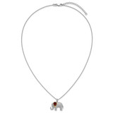 Brilliant Gemstones Sterling Silver with 14K Accent Rhodium-plated Garnet and Diamond Elephant 18 Inch Necklace with 2 Inch Extender
