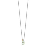 Brilliant Gemstones Sterling Silver with 14K Accent Rhodium-plated Green Quartz and Diamond 18 Inch Necklace with 2 Inch Extender - QG-40E2E050-2715