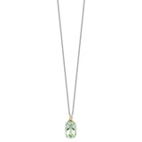 Brilliant Gemstones Sterling Silver with 14K Accent Rhodium-plated Green Quartz and Diamond 18 Inch Necklace with 2 Inch Extender - QG-CE081F68-2078