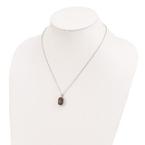 Brilliant Gemstones Sterling Silver with 14K Accent Rhodium-plated Smoky Quartz and Diamond 18 Inch Necklace with 2 Inch Extender