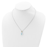 Brilliant Gemstones Sterling Silver with14K Accent Rhodium-plated Sky Blue Topaz and Peridot 18 Inch Necklace with 2 Inch Extender