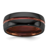 Ceramic Black Polished with Red IP-plated Center and Inside 8mm Band - CE-9B29E78B-1110