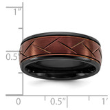 Ceramic Black Polished with Red IP-plated Scratch Finish Grooved Center 8mm - CE-40BA1CFD-8818