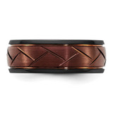 Ceramic Black Polished with Red IP-plated Scratch Finish Grooved Center 8mm - CE-DB52EFE5-6502