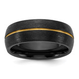Ceramic Black Scratch Finished with Yellow IP-plated Center 8mm Band - CE-5BF0DD5E-6910
