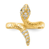 Cheryl M Sterling Silver Gold-plated Brilliant-cut Black and White CZ Snake Ring - QC-2462AF36-1771