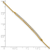 Cheryl M Sterling Silver Gold-plated Polished and Beaded CZ Bar 7 Inch Bracelet