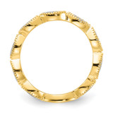 Cheryl M Sterling Silver Gold-plated Polished and Beaded Navette CZ Ring - QC-D2DFDE3D-5696