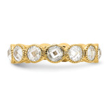 Cheryl M Sterling Silver Gold-plated Polished and Beaded Round CZ Ring - QC-CBC0CA17-2881