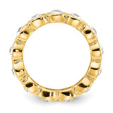 Cheryl M Sterling Silver Gold-plated Polished and Beaded Round CZ Ring - QC-D51FAA6D-5522