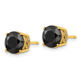 Cheryl M Sterling Silver Gold-plated Polished Black CZ Stud Earrings