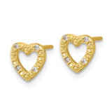 Cheryl M Sterling Silver Gold-plated Polished CZ Heart Post Earrings