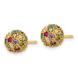 Cheryl M Sterling Silver Gold-plated Polished Multicolor CZ Ball Post Earrings