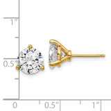 Cheryl M Sterling Silver Gold-tone Brilliant-cut 8mm CZ Stud Post Earrings