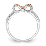 Cheryl M Sterling Silver Rhodium and Rose Gold-plated Polished CZ Bow Ring - QC-F1A5BCF4-4731