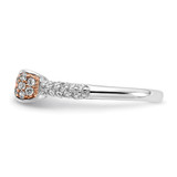 Cheryl M Sterling Silver Rhodium and Rose Gold-plated Polished CZ Bow Ring - QC-FDEDBD2C-1310