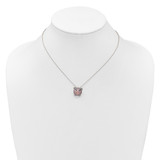 Cheryl M Sterling Silver Rhodium and Rose Gold-plated Polished Multicolor CZ Pig 16 Inch with 2 Inch Extension Necklace