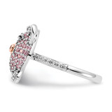 Cheryl M Sterling Silver Rhodium and Rose Gold-plated Polished Multicolor CZ Pig Ring - QC-2CFB39C3-5486