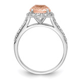 Cheryl M Sterling Silver Rhodium-plated 100 Facet Simulated Morganite and White Brilliant-cut CZ Halo Ring - QC-6B71A7AD-7808