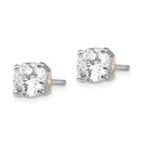 Cheryl M Sterling Silver Rhodium-plated and Rose Gold-plated Accent Heart Brilliant-cut CZ Stud Post Earrings