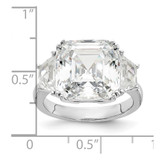 Cheryl M Sterling Silver Rhodium-plated Asscher-cut and Brilliant-cut CZ 3 Stone Ring - QC-ABE27B69-7381