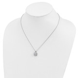 Cheryl M Sterling Silver Rhodium-plated Asscher-cut and Brilliant-cut CZ Halo 18 Inch Necklace