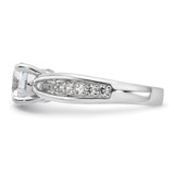 Cheryl M Sterling Silver Rhodium-plated Brilliant-cut 7.5mm Round CZ with Side Stones Fashion Ring - QC-8246394C-1585