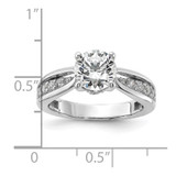 Cheryl M Sterling Silver Rhodium-plated Brilliant-cut 7.5mm Round CZ with Side Stones Fashion Ring - QC-8246394C-1585