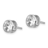 Cheryl M Sterling Silver Rhodium-plated Brilliant-cut 7mm CZ Bezel Stud Post Earrings