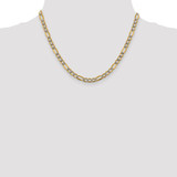 14K 18 inch 5.25mm Semi-Solid with Rhodium Pav‚ Figaro with Lobster Clasp Chain