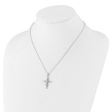 Cheryl M Sterling Silver Rhodium-plated Brilliant-cut and Marquise-cut CZ Cross 18 Inch Necklace with 2 Inch Extender
