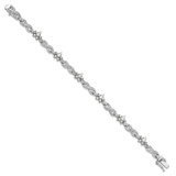 Cheryl M Sterling Silver Rhodium-plated Brilliant-cut CZ & Glass Pearl Floral Infinity 7.25 Inch Bracelet