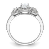 Cheryl M Sterling Silver Rhodium-plated Brilliant-cut CZ 3-Stone Halo with Textured Side Ring - QC-B679F8F8-3237