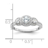 Cheryl M Sterling Silver Rhodium-plated Brilliant-cut CZ 3-Stone Halo with Textured Side Ring - QC-B8D5A01E-2249