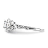 Cheryl M Sterling Silver Rhodium-plated Brilliant-cut CZ 3-Stone Halo with Textured Side Ring - QC-CDDE1C6F-1118