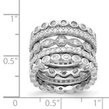 Cheryl M Sterling Silver Rhodium-plated Brilliant-cut CZ 5 Piece Eternity Ring Set - QC-C7366FA2-5932