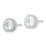 Cheryl M Sterling Silver Rhodium-plated Brilliant-cut CZ 8mm Crown Post Stud Earrings