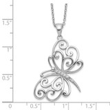 Cheryl M Sterling Silver Rhodium-plated Brilliant-cut CZ Butterfly 18 Inch Necklace