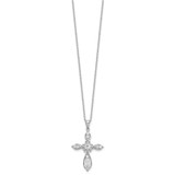 Cheryl M Sterling Silver Rhodium-plated Brilliant-cut CZ Cross 18 Inch Necklace with 2 Inch Extender - QC-C50E64D9-9241