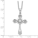 Cheryl M Sterling Silver Rhodium-plated Brilliant-cut CZ Cross 18 Inch Necklace with 2 Inch Extender - QC-D50779EE-9014