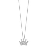 Cheryl M Sterling Silver Rhodium-plated Brilliant-cut CZ Crown 18 Inch Necklace