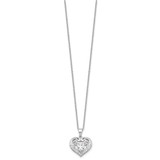 Cheryl M Sterling Silver Rhodium-plated Brilliant-cut CZ Heart 18 Inch Necklace with 2 Inch Extender - QC-D7B799A5-4803