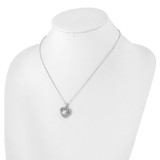 Cheryl M Sterling Silver Rhodium-plated Brilliant-cut CZ Heart 18 Inch Necklace with 2 Inch Extender - QC-E0564BBE-1669