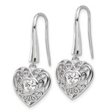 Cheryl M Sterling Silver Rhodium-plated Brilliant-cut CZ Heart Dangle Earrings - QC-8B9CBF11-4106
