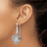 Cheryl M Sterling Silver Rhodium-plated Brilliant-cut CZ Heart Dangle Earrings - QC-8B9CBF11-4106