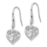 Cheryl M Sterling Silver Rhodium-plated Brilliant-cut CZ Heart Dangle Earrings - QC-C493FAEF-2653